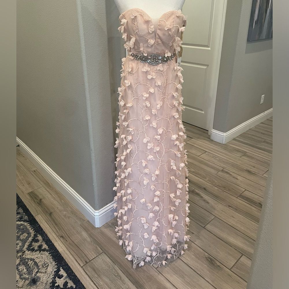 Say Yes to the Prom Antique Blush Crystal Embellishment Maxi Dress New With Tags